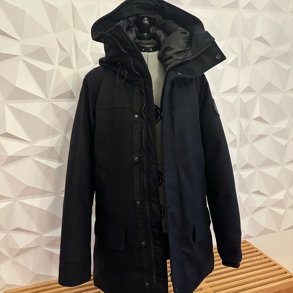 Canada Goose men’s Langford Parka Wool in Navy - Picture 3 of 10